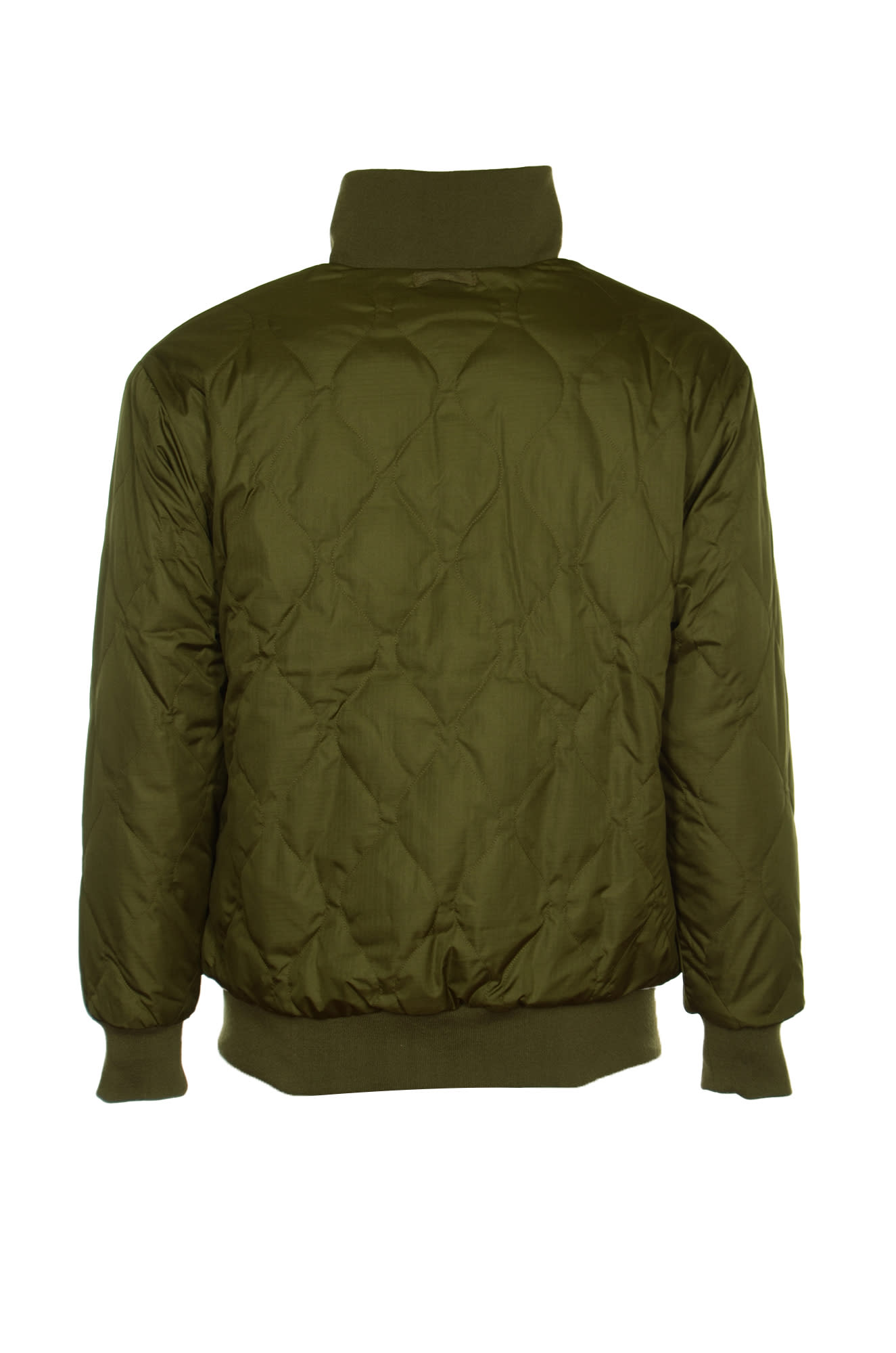 Shop Taion High-neck Quilted Down Jacket In Olive/cream