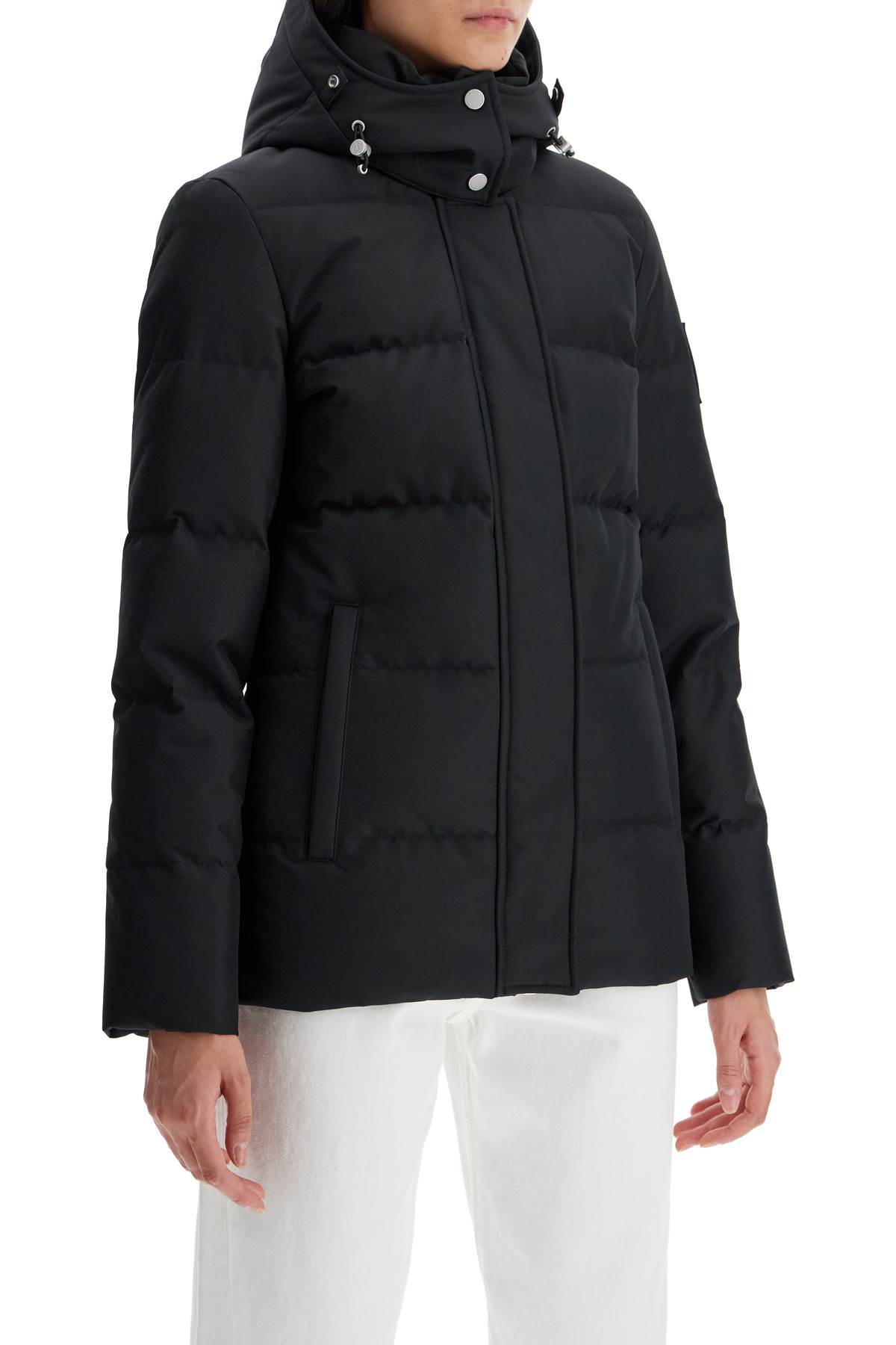 Shop Moose Knuckles Cloud 3q Down Jacket With She In Blk W/blk Sh (black)