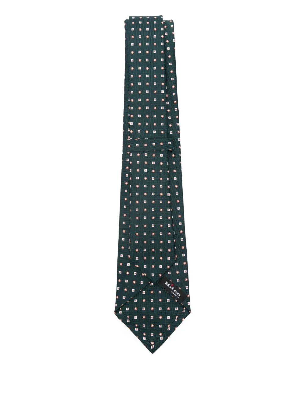 Kiton Geometric-patterned Silk Tie In Green