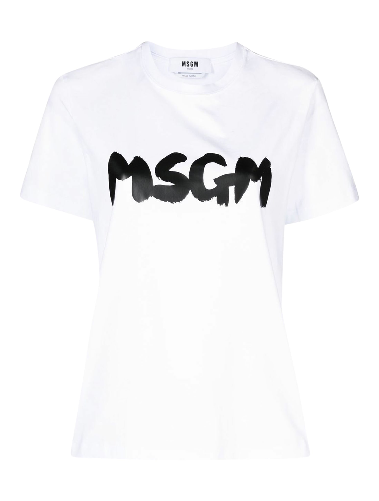 Msgm Logo Short-sleeved T-shirt In Optical White