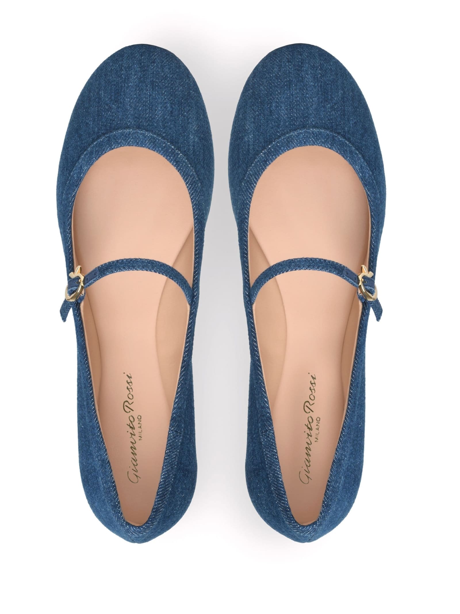 Shop Gianvito Rossi Carla Flat Ballerinas In Blue Denim