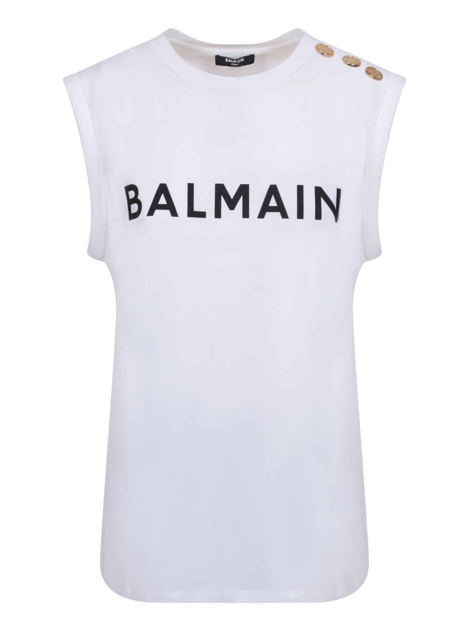 Shop Balmain Cap Sleeves White T-shirt