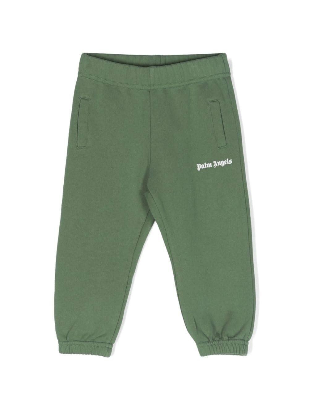 Shop Palm Angels Green Cotton Joggers With Logo