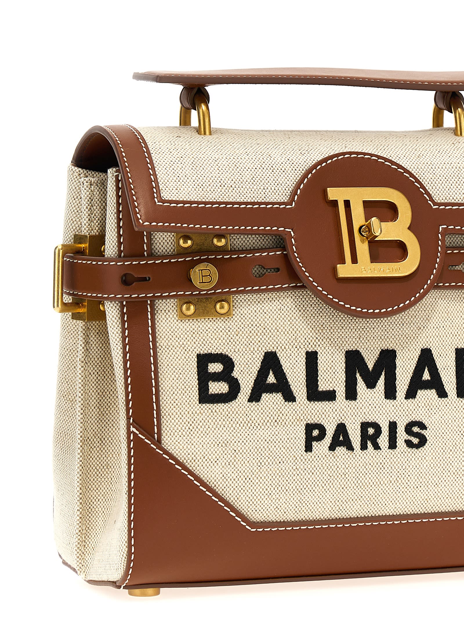 Shop Balmain B-buzz 23 Crossbody Bag In Crema