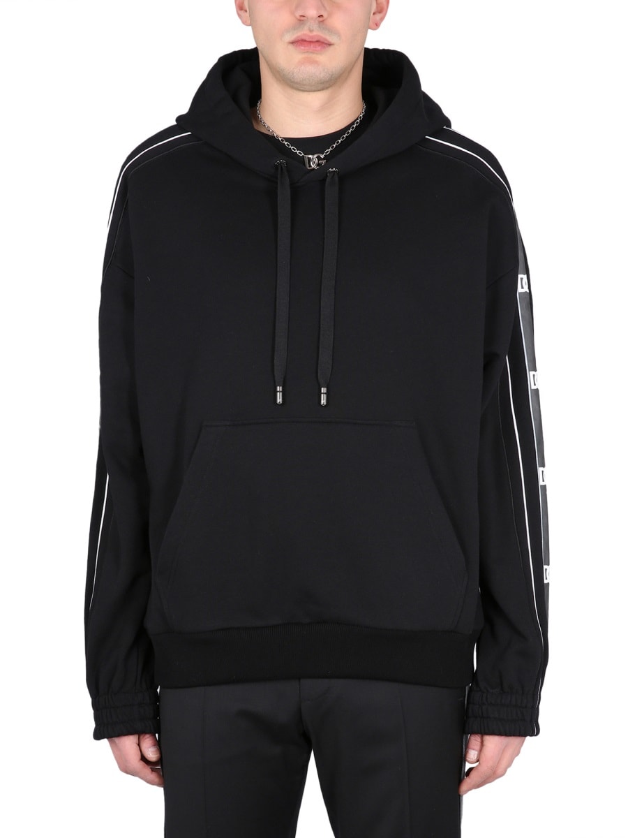 Dolce & Gabbana Men's Sweatshirt With Logoed Band In Black