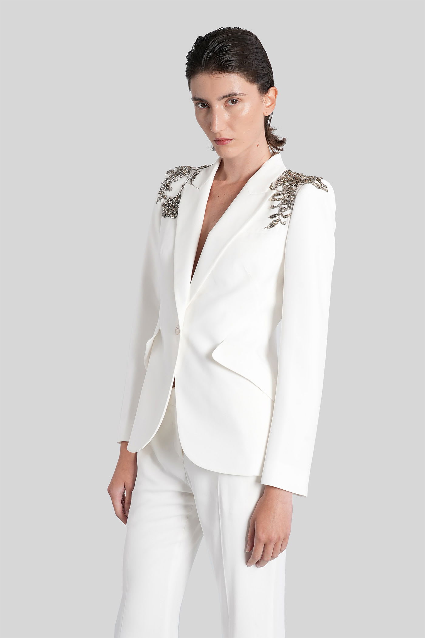 Alexander Mcqueen Blazer In White Viscose In Burgundy