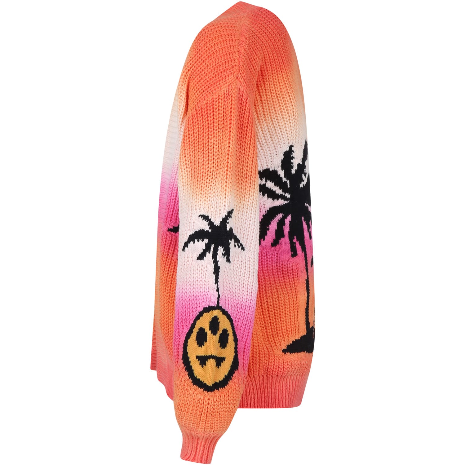 Shop Barrow Orange Cardigan For Kids With Smiley And Palm Tree