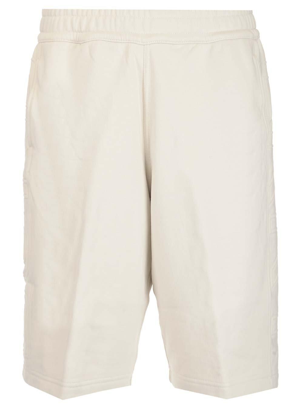 Shop Burberry Logo Print Drawstring Shorts In Ivory