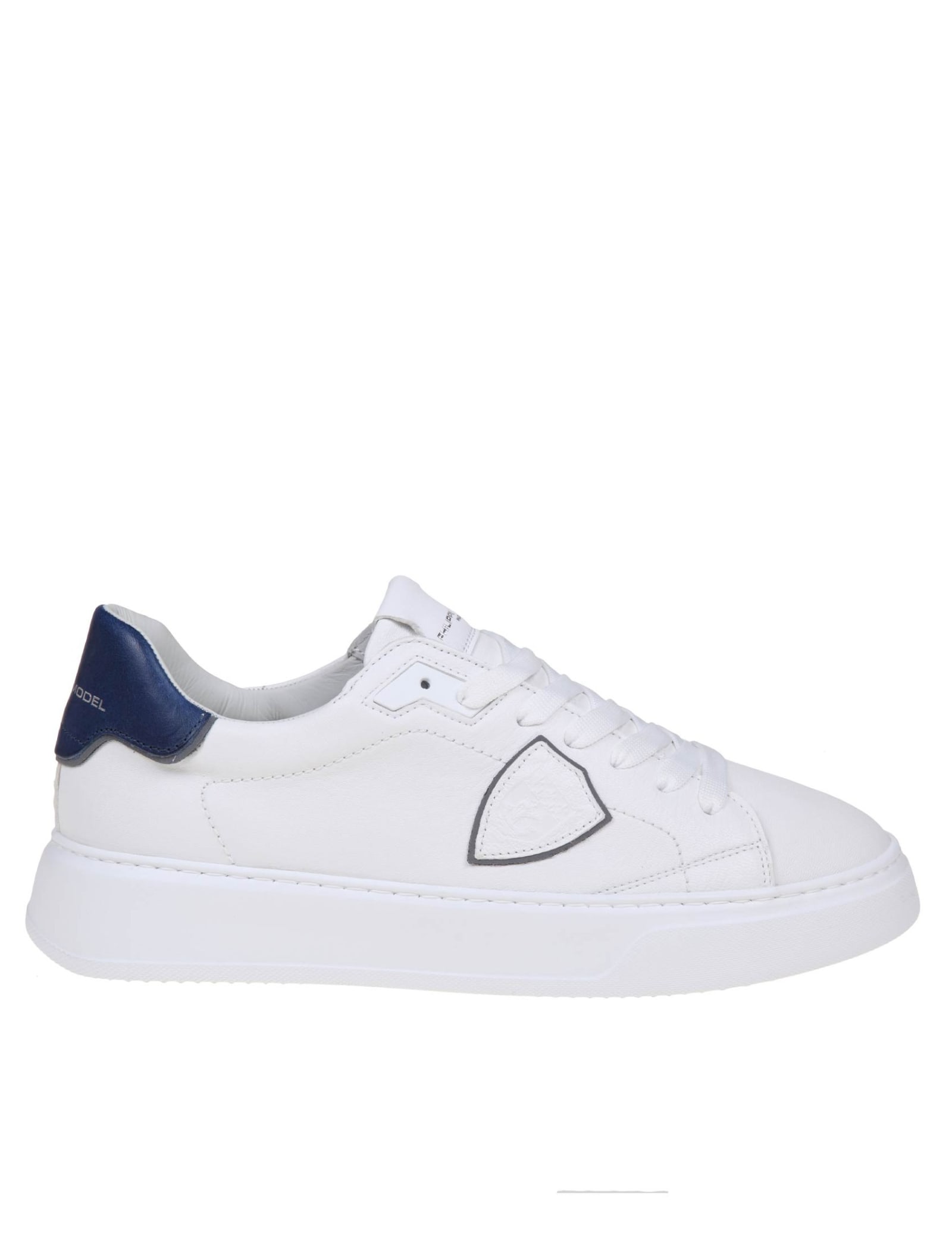 Temple Sneakers In White/blue Leather Philippe Model