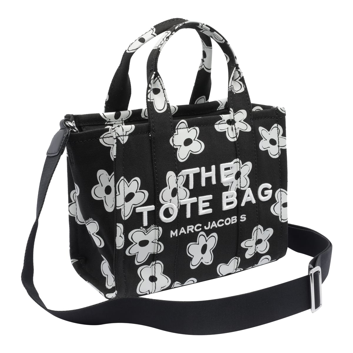 Marc Jacobs The Daisy Canvas Small Tote Bag In Black