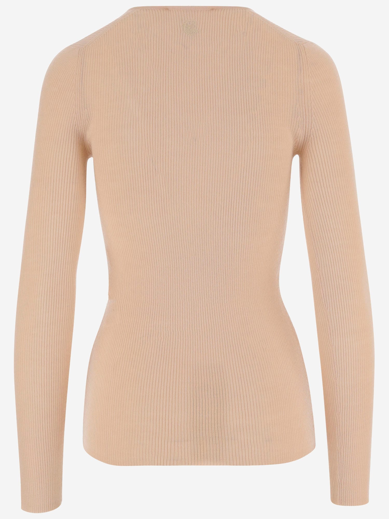 Chloé Henley Ribbed Button-front T-shirt In Brown