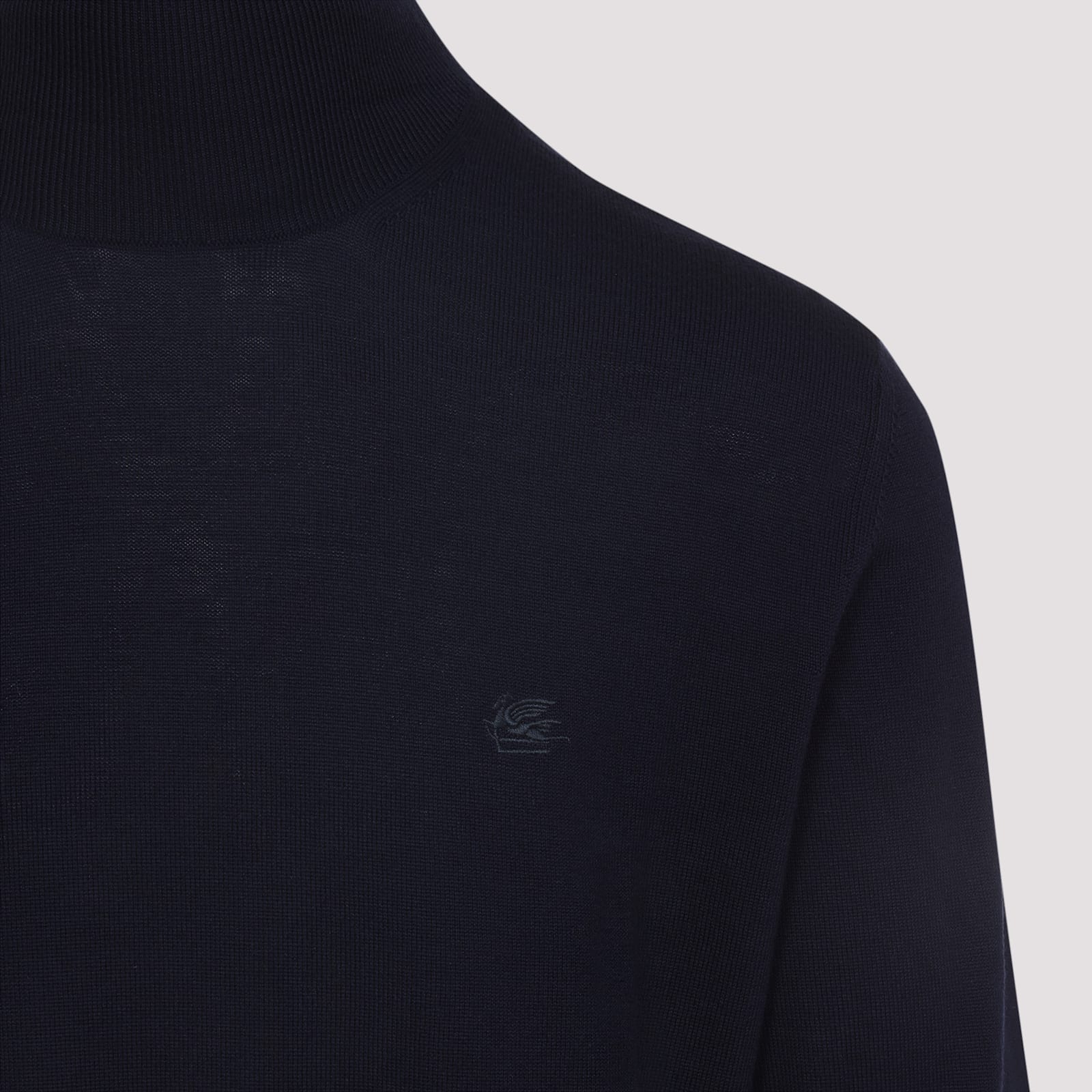 Etro Pegaso-embroidered High-neck Sweater In Blue