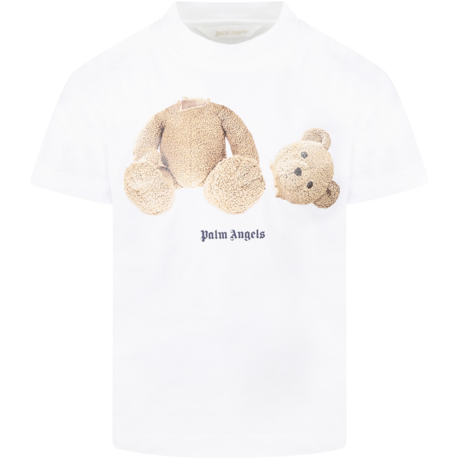 Palm Angels White T-shirt For Boy With Bear
