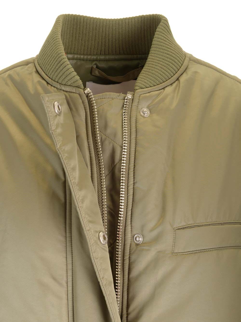 Shop Stand Studio Abbie Long Bomber Jacket In Verde