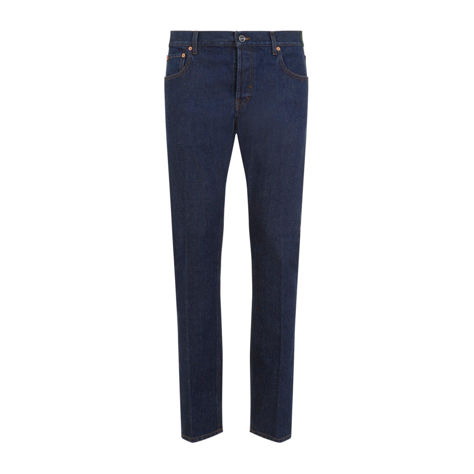 Shop Gucci Tapered Jeans In Blue