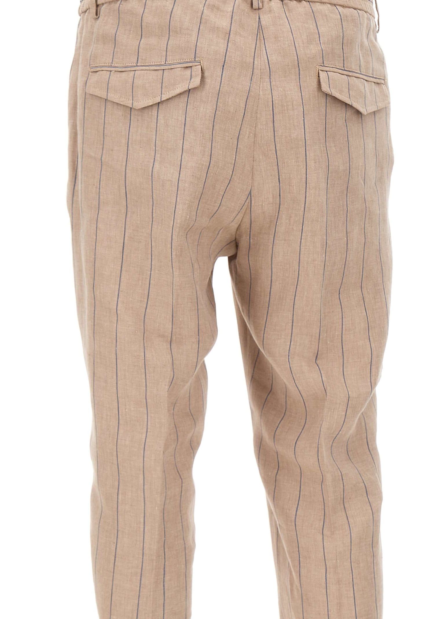 Shop Peserico Linen Trousers In Beige