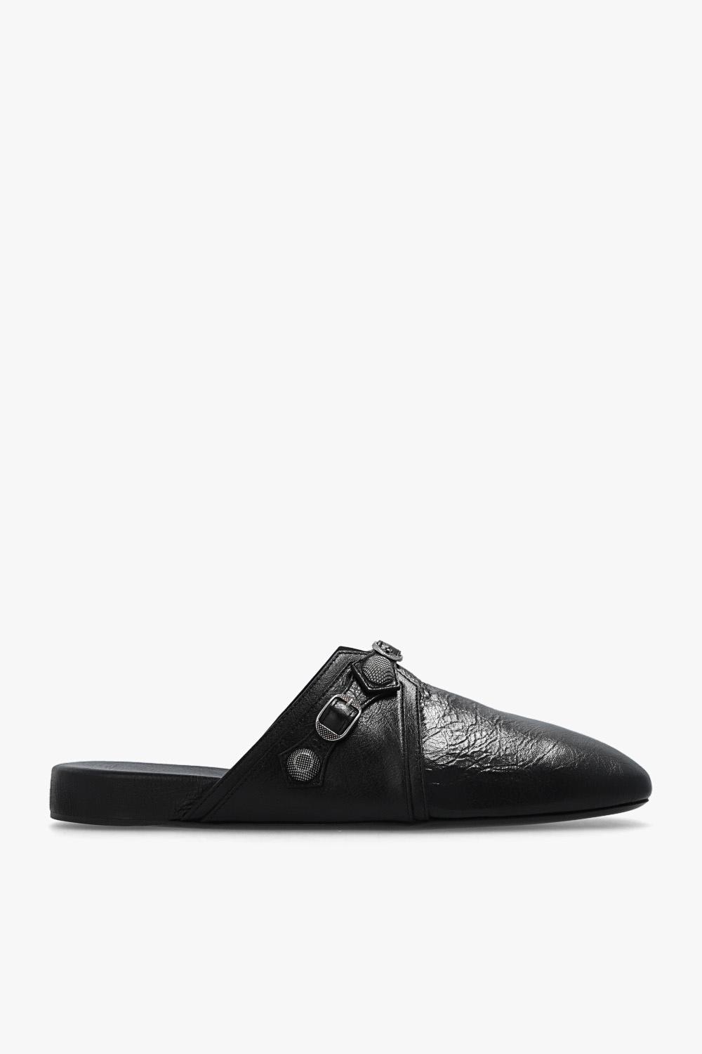 Balenciaga Cosy Cagole Backless Leather Loafers In Nero