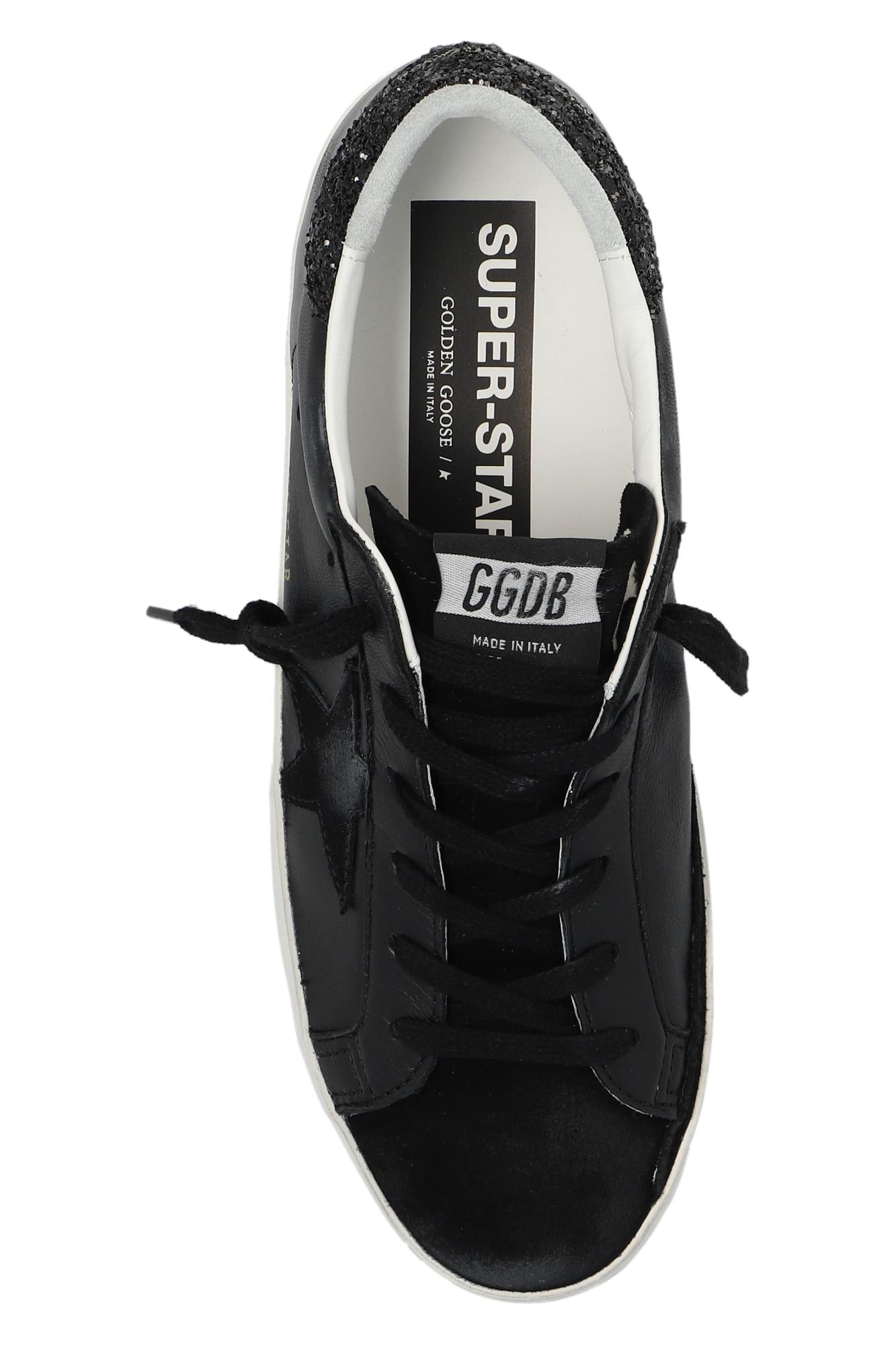 Golden Goose Textured Star Design Sneakers With Sparkling Accents In Black