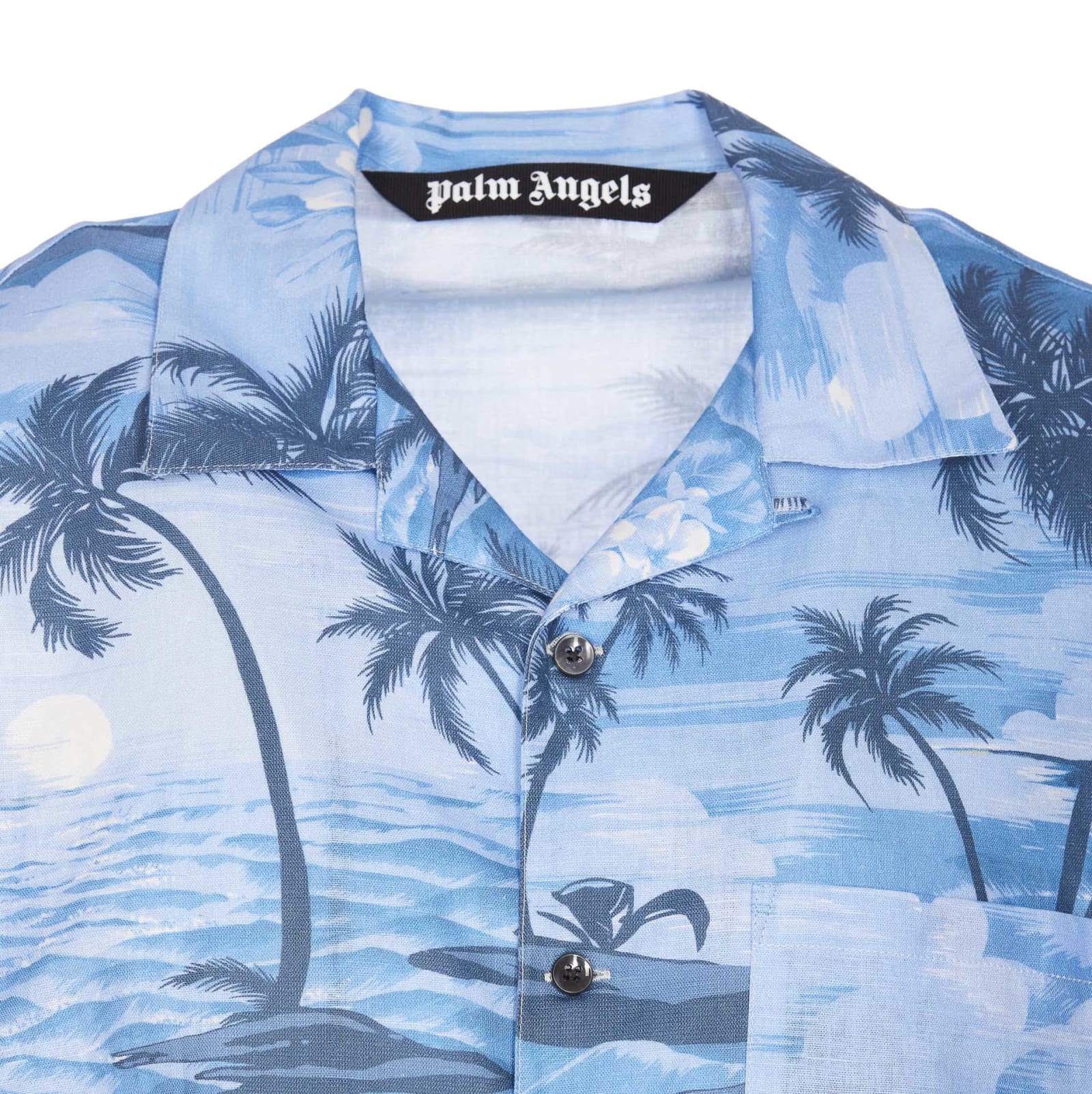 Shop Palm Angels Sunset Bowling Shirt In Blue