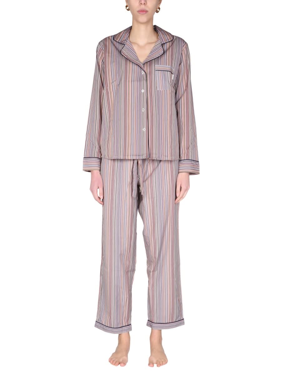 Shop Paul Smith Striped Pattern Pajama Set In Multicolour