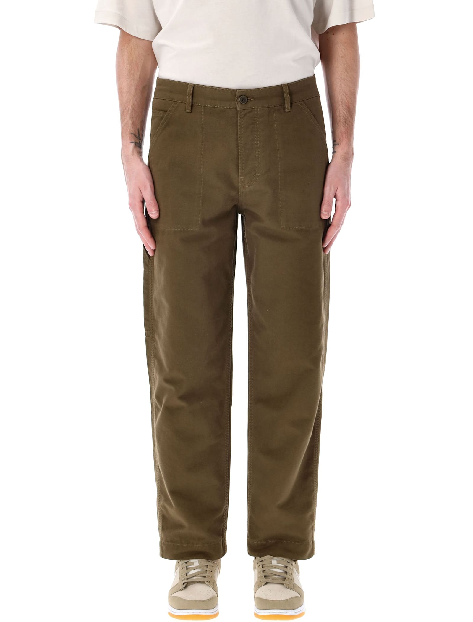 Ymc You Must Create Panta Brown Relaxed-fit Carpenter Pants In Olive