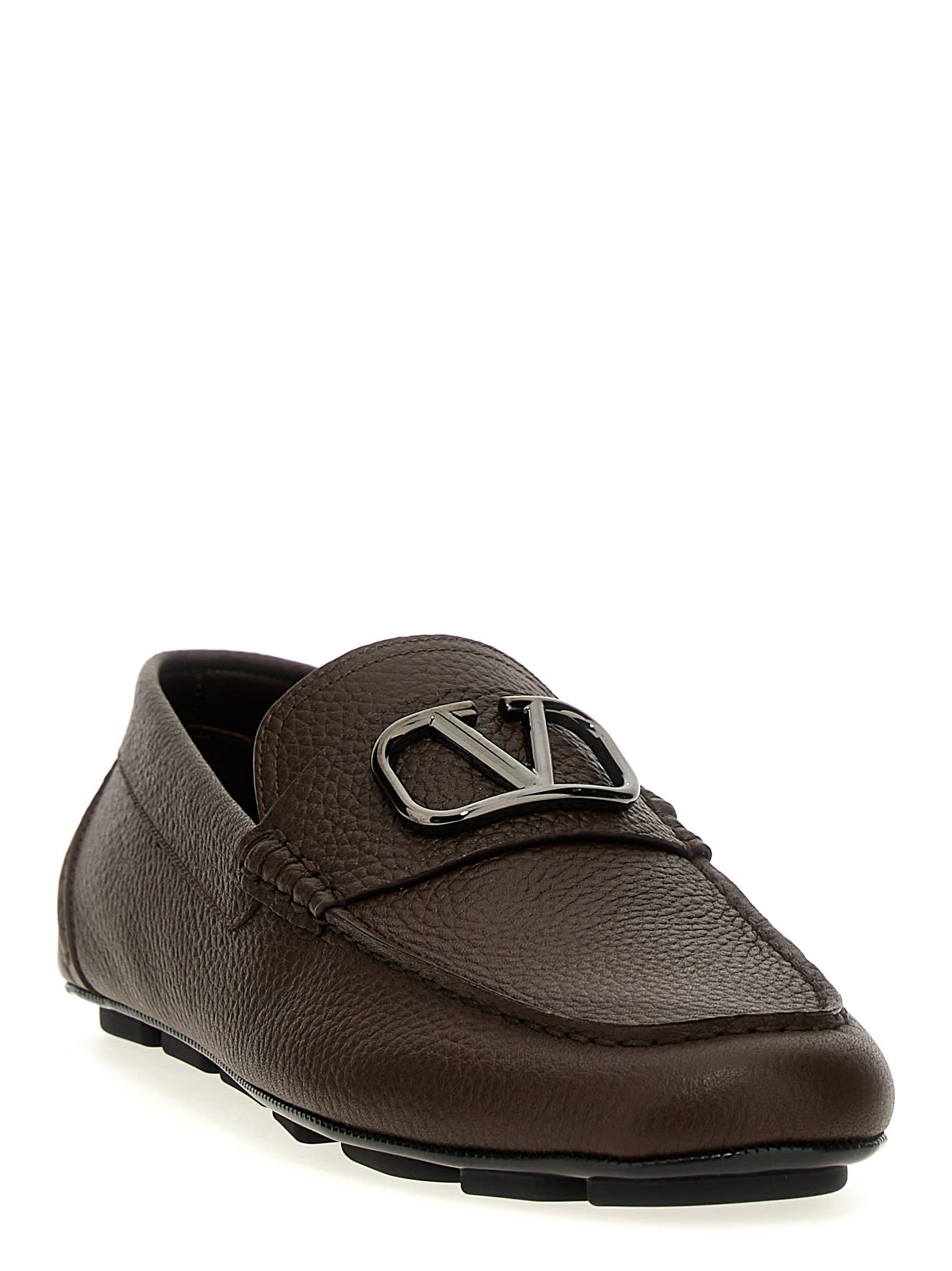 Shop Valentino Garavani Vlogo Signature Loafers In Brown