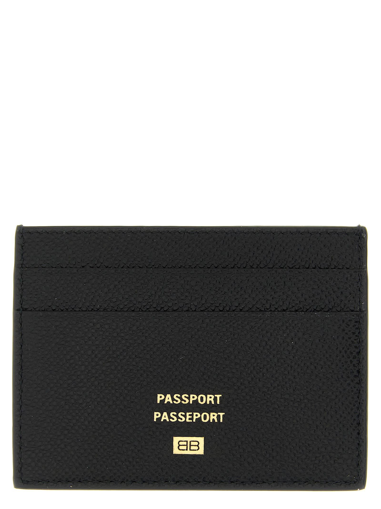 Balenciaga Travel Document Card Holder With Embossed Design In Black