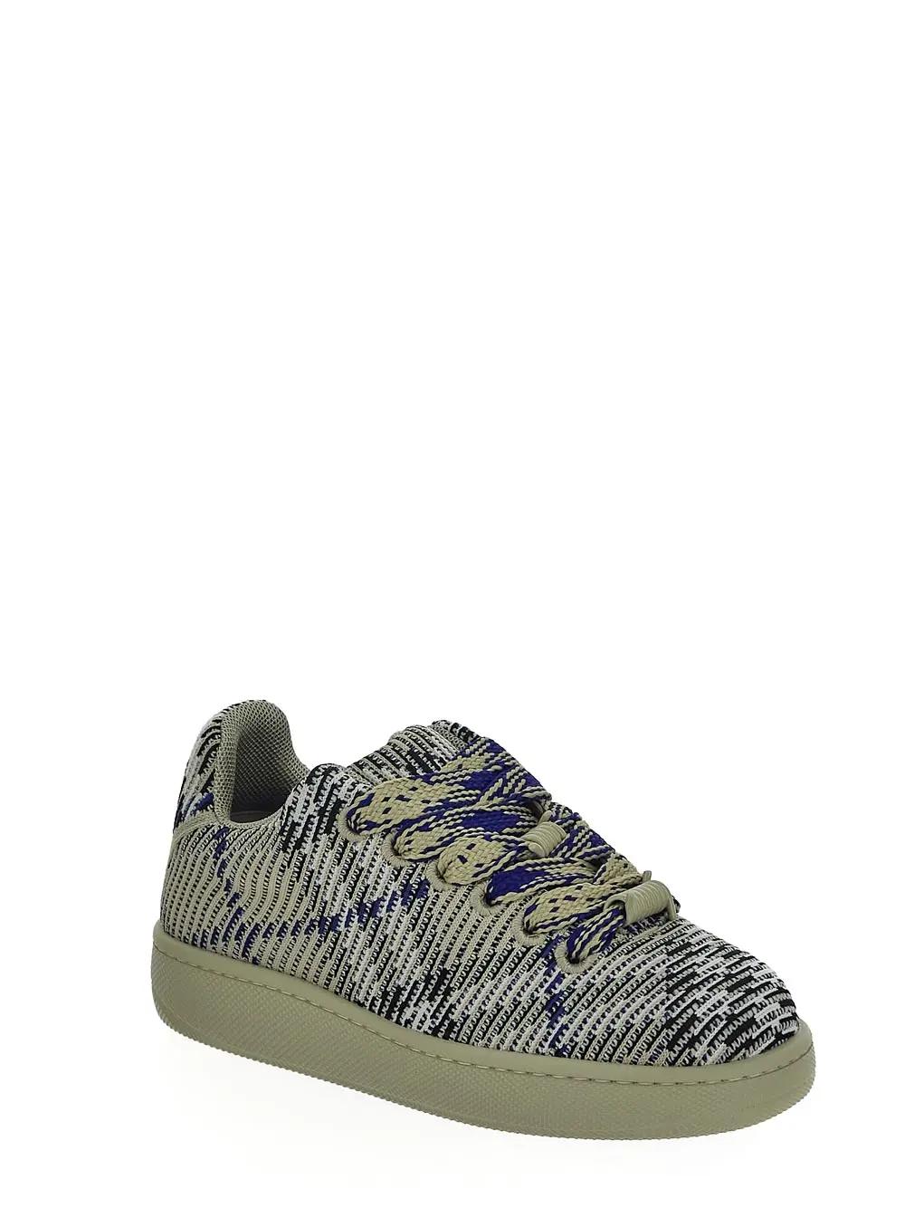 Shop Burberry Check Knit Box Sneakers In Lichen Ip Check