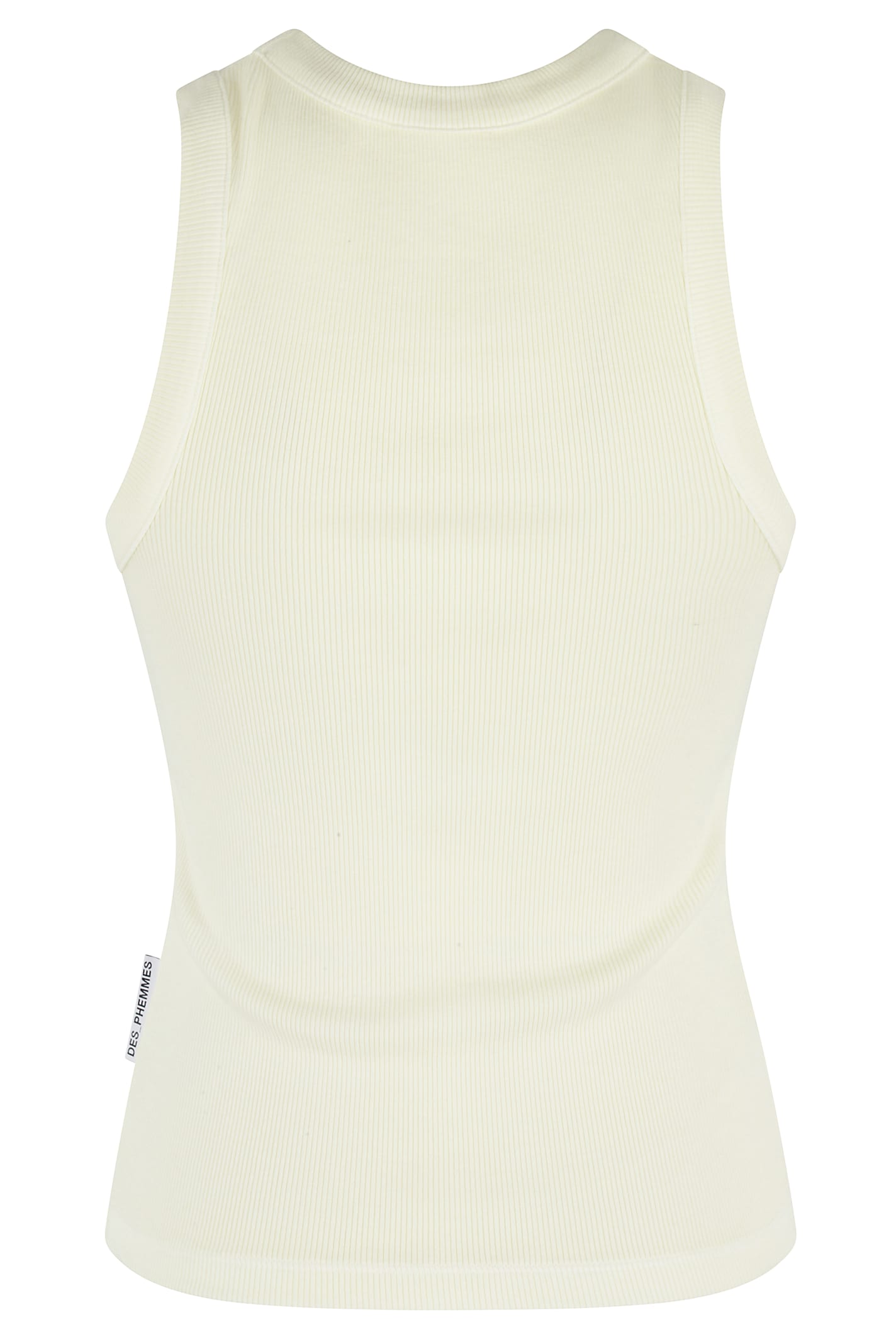 Des Phemmes Fitted Ribbed Tank Top With Rhinestone Embellishments In Sylvan Green