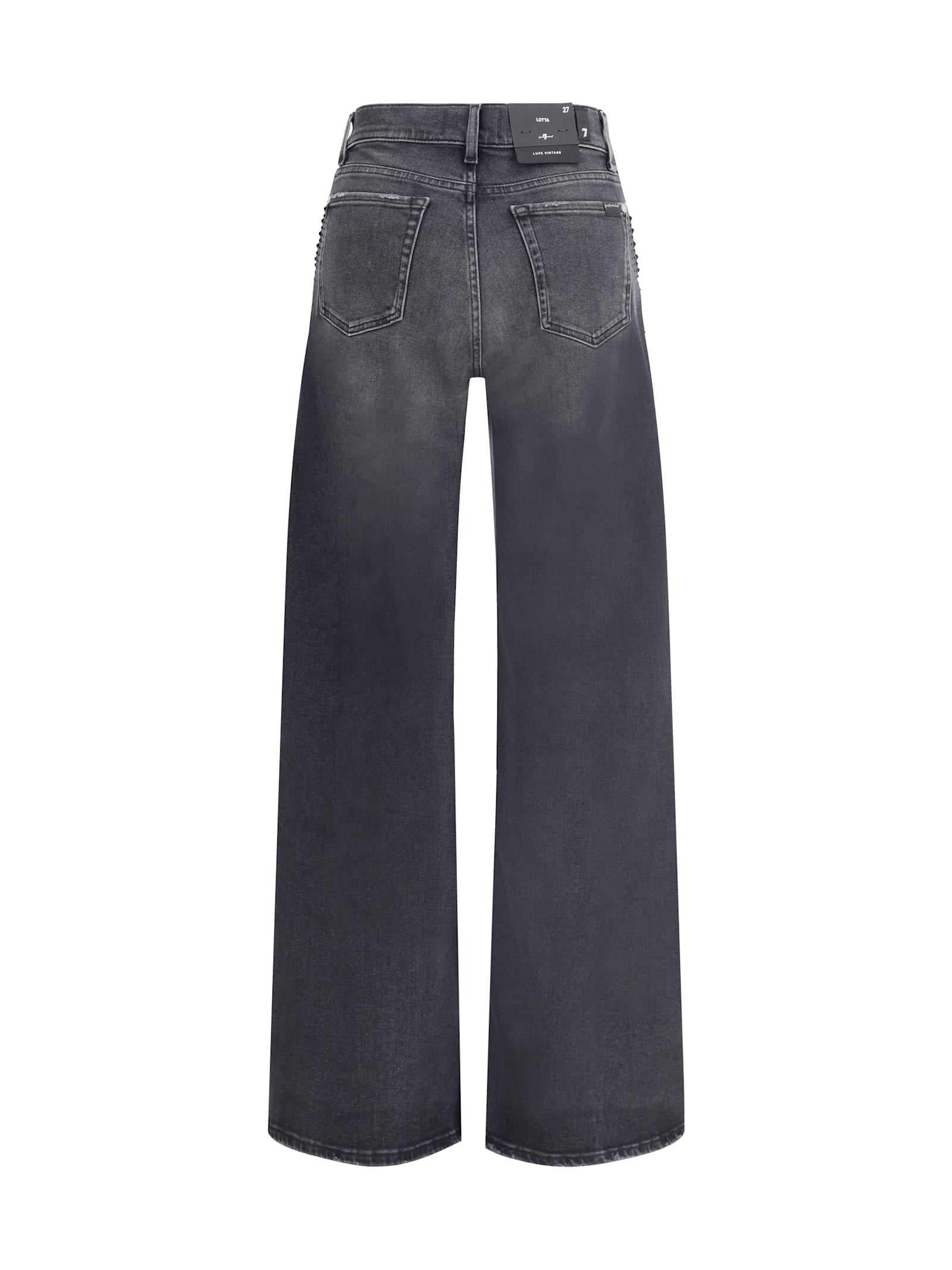 7 For All Mankind Embellished Twisted Lotta Wide Leg Jeans Clothing In Black