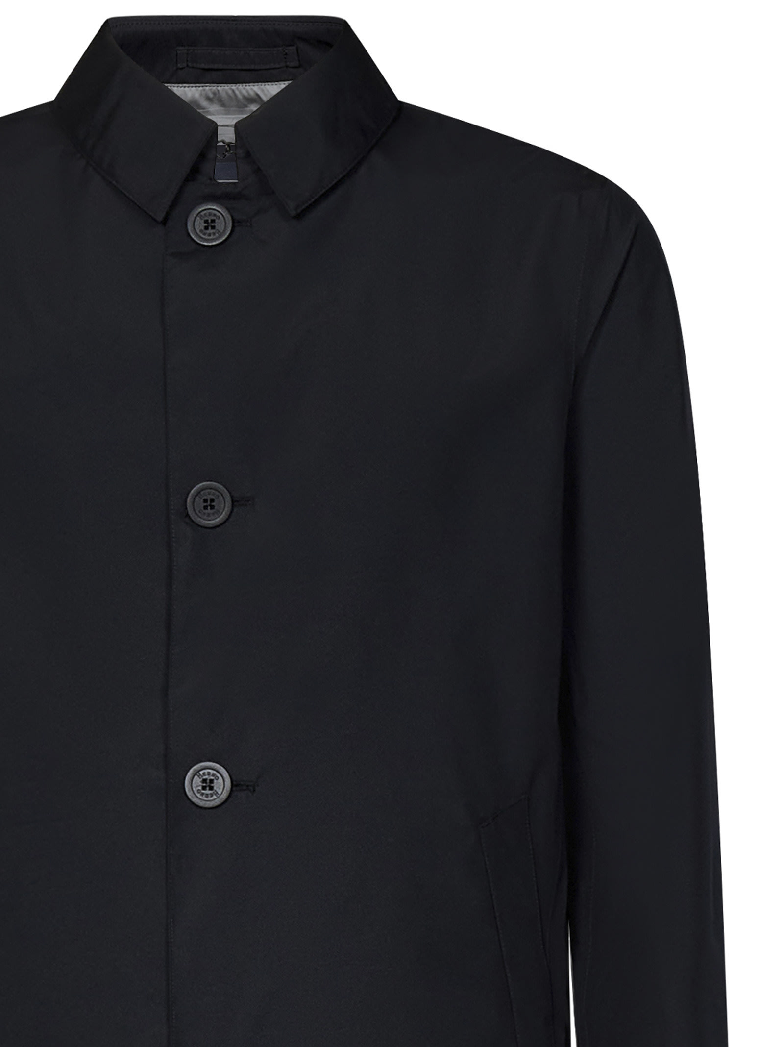 Herno Laminated Fabric Raincoat In Black