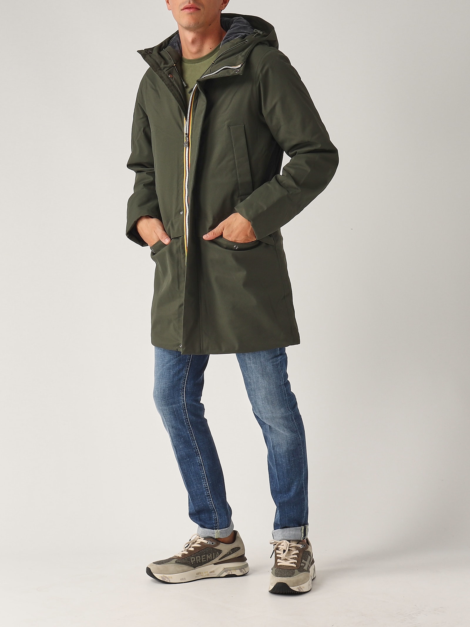 Shop K-way Jarno Twill Marmotta Jacket In Militare