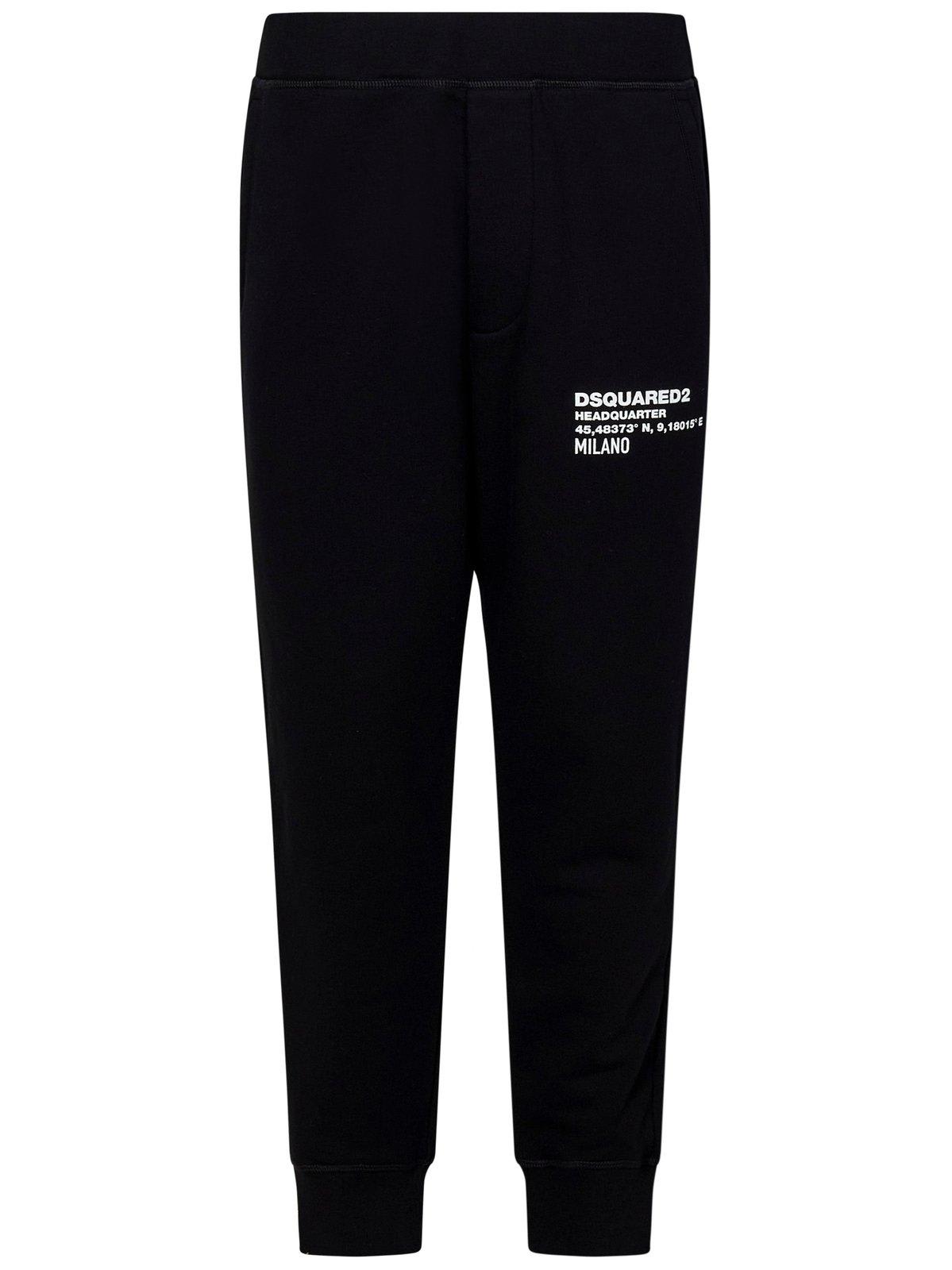 Shop Dsquared2 Logo-printed Slim-cut Tapered Track Pants In Black