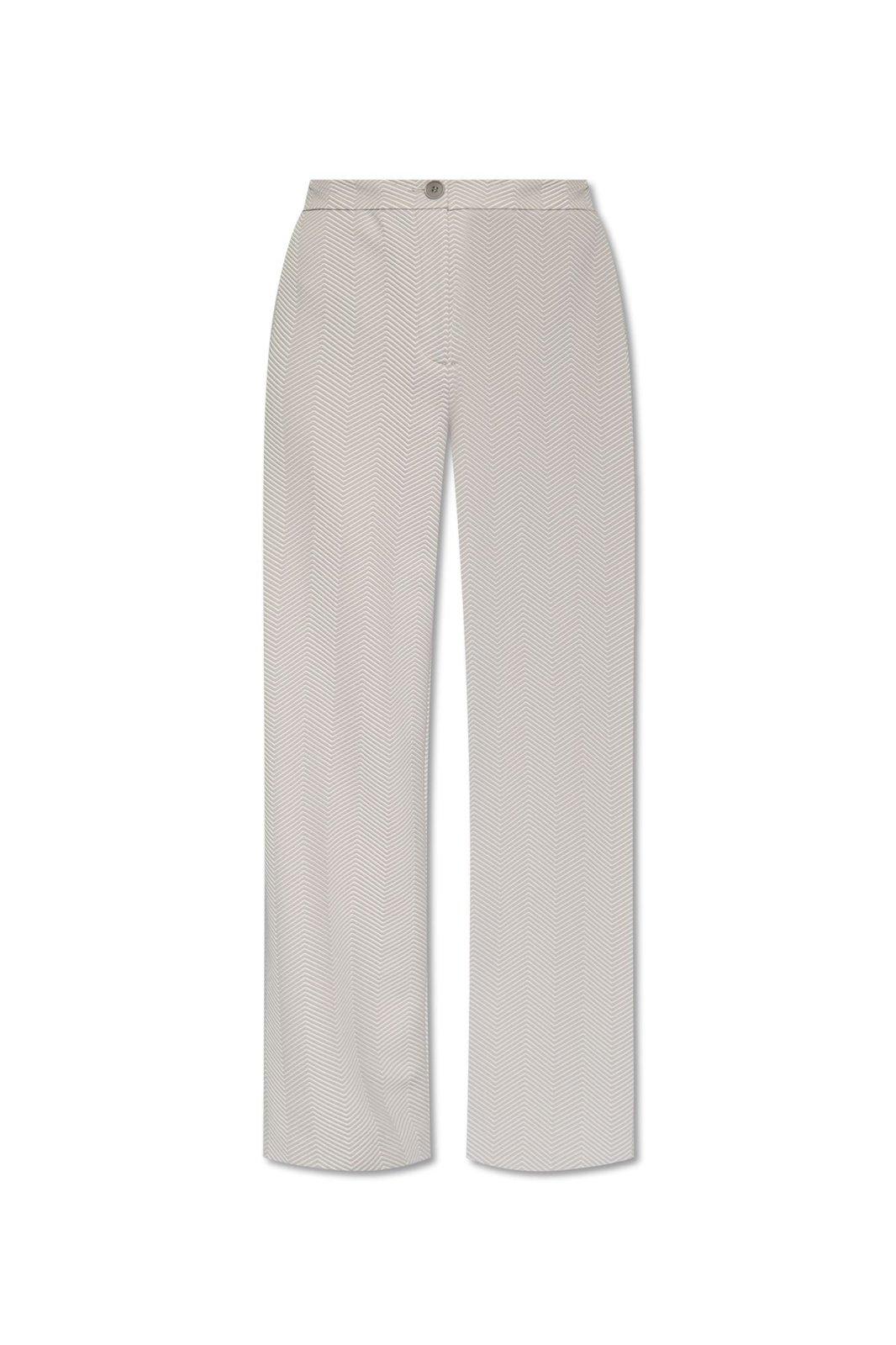 Shop Emporio Armani Herringbone Trousers In Light Grey