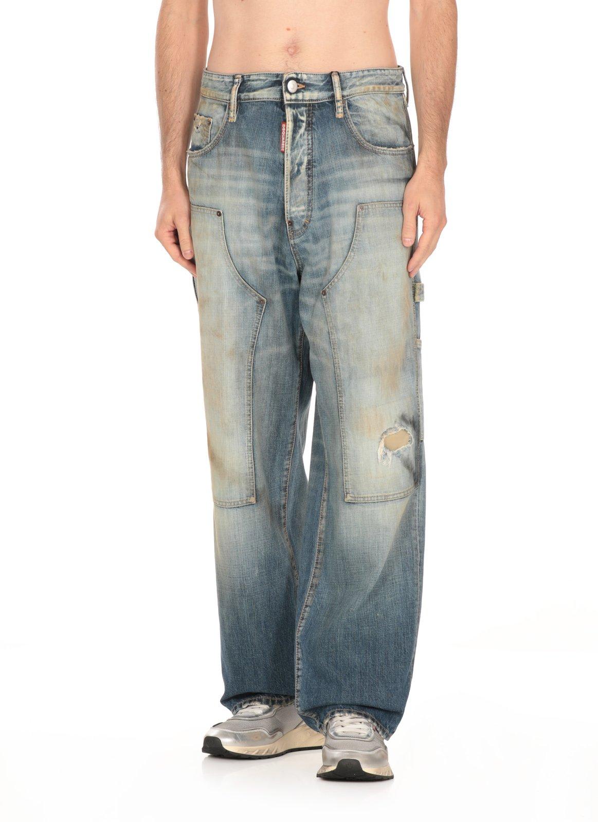 Distressed Straight-leg Jeans