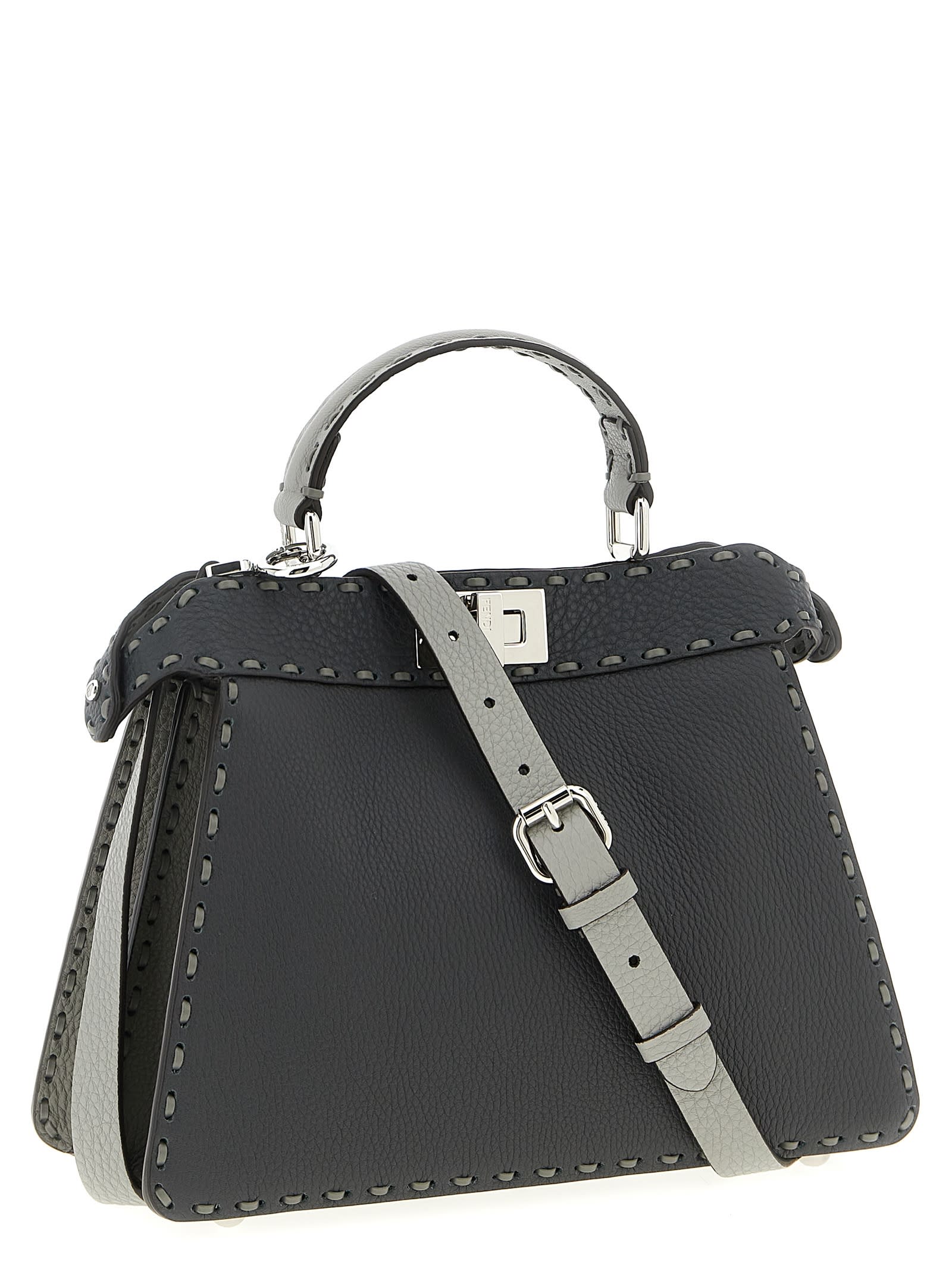 Fendi Small Peekaboo Iseeu Selleria Stitching Tote Bag In Gray