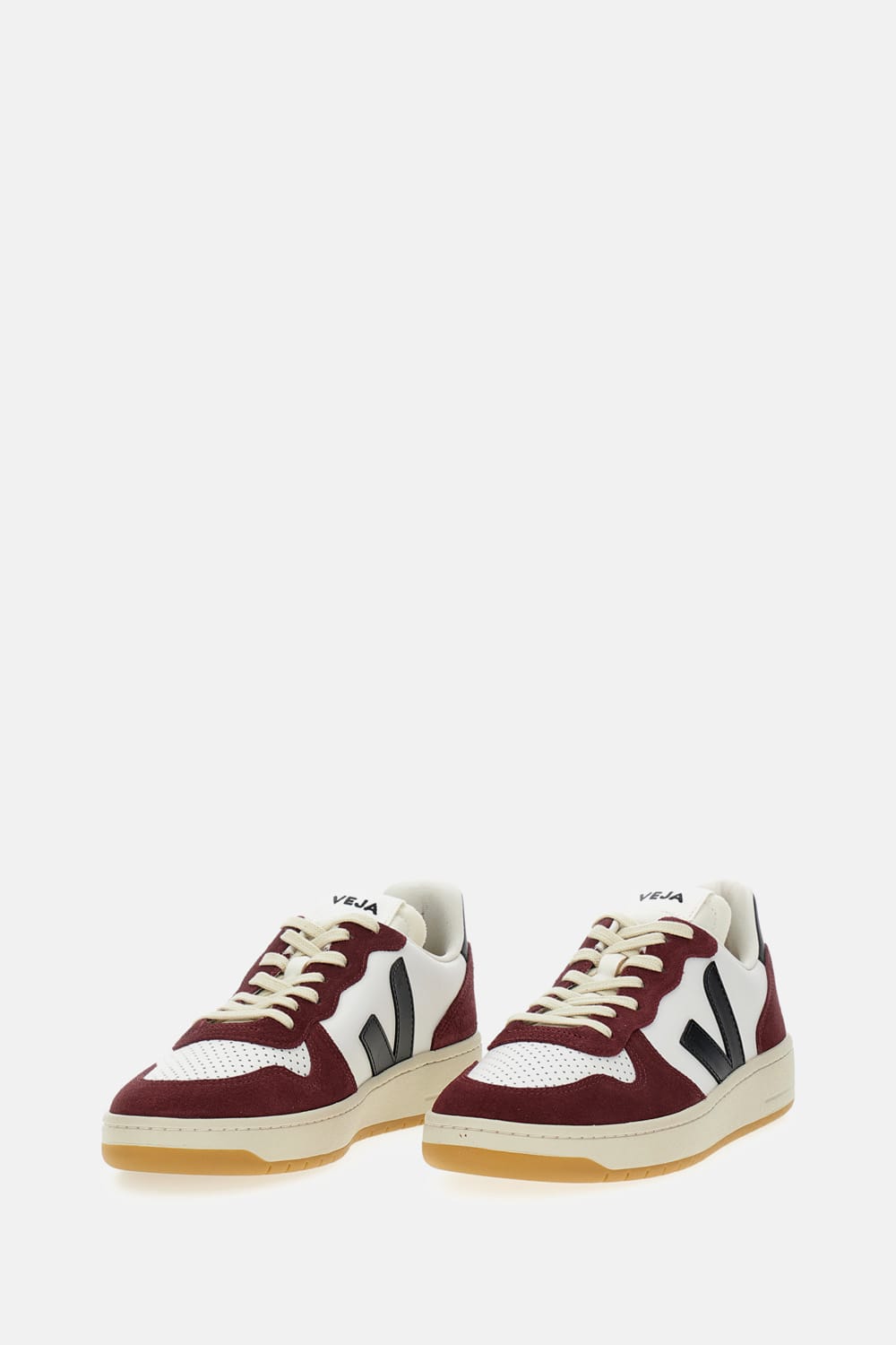 Veja Leather Sneakers With Rubber Sole And Perforated Detailing In Burgundy