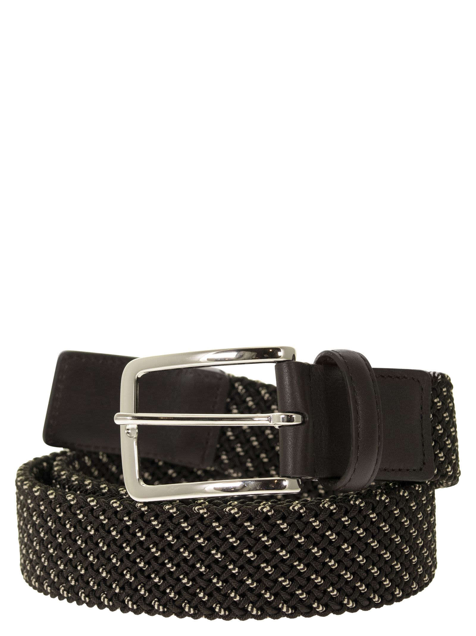 Elastic Belt In Fabric And Leather