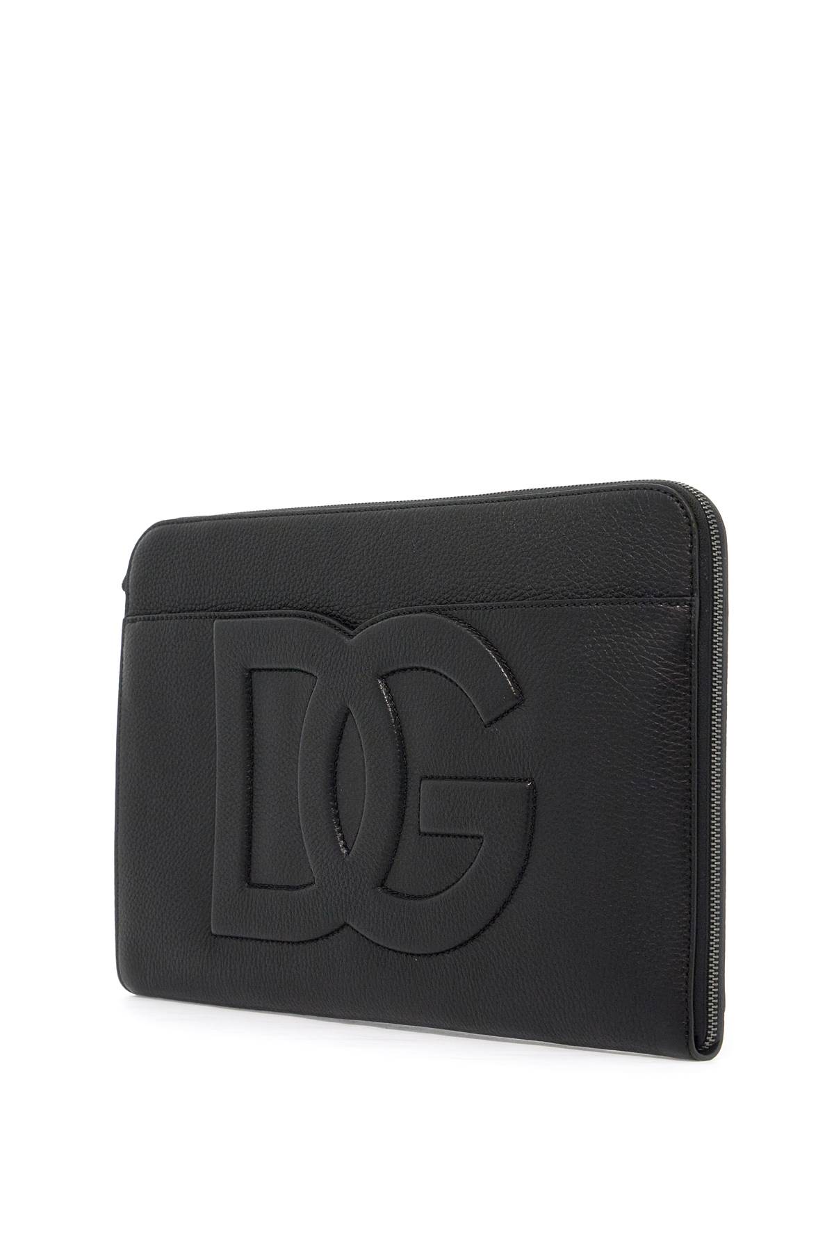 Shop Dolce & Gabbana Large Hammered Leather Pouch In Nero (black)