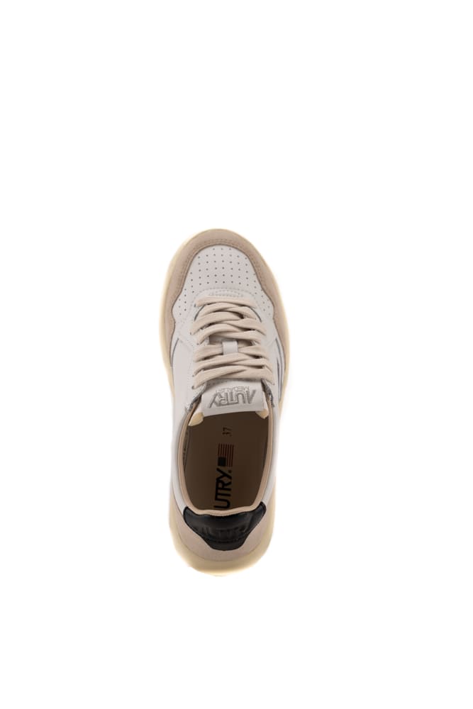 Shop Autry Medialist Low Sneakers In White/black Leather And Suede