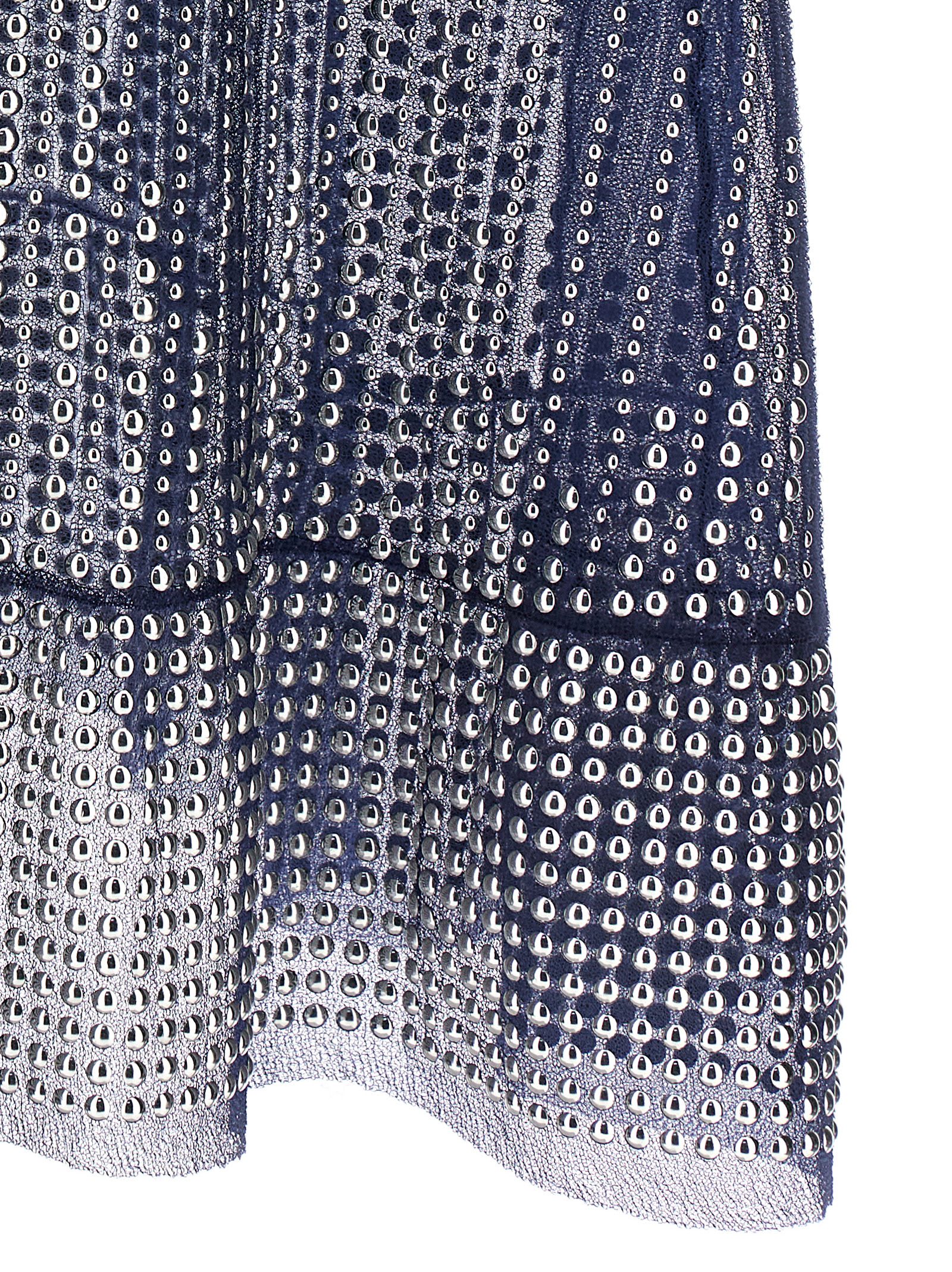 Shop Rabanne Studded Mesh Dress In Blue