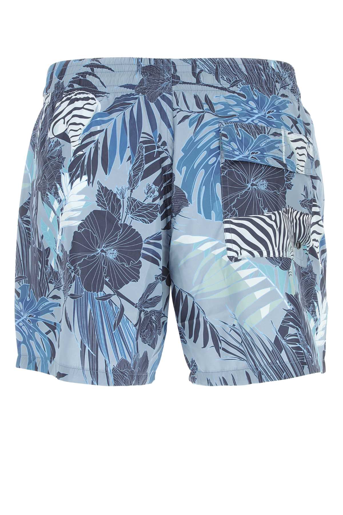 Shop Etro Printed Polyester Bermuda Shorts In Navy