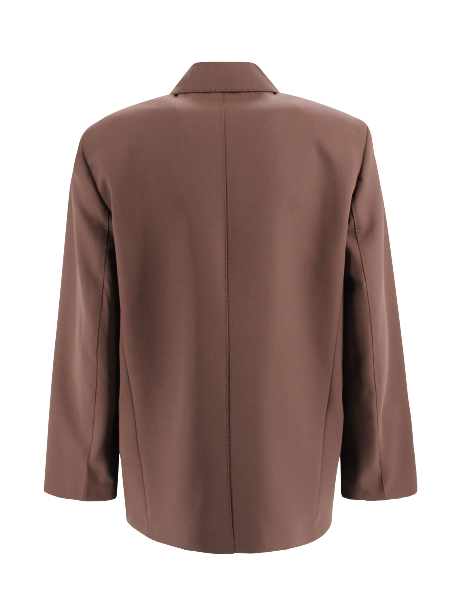 Weekend Max Mara Blazer In Pure Wool Levantina Fabric. In Brown