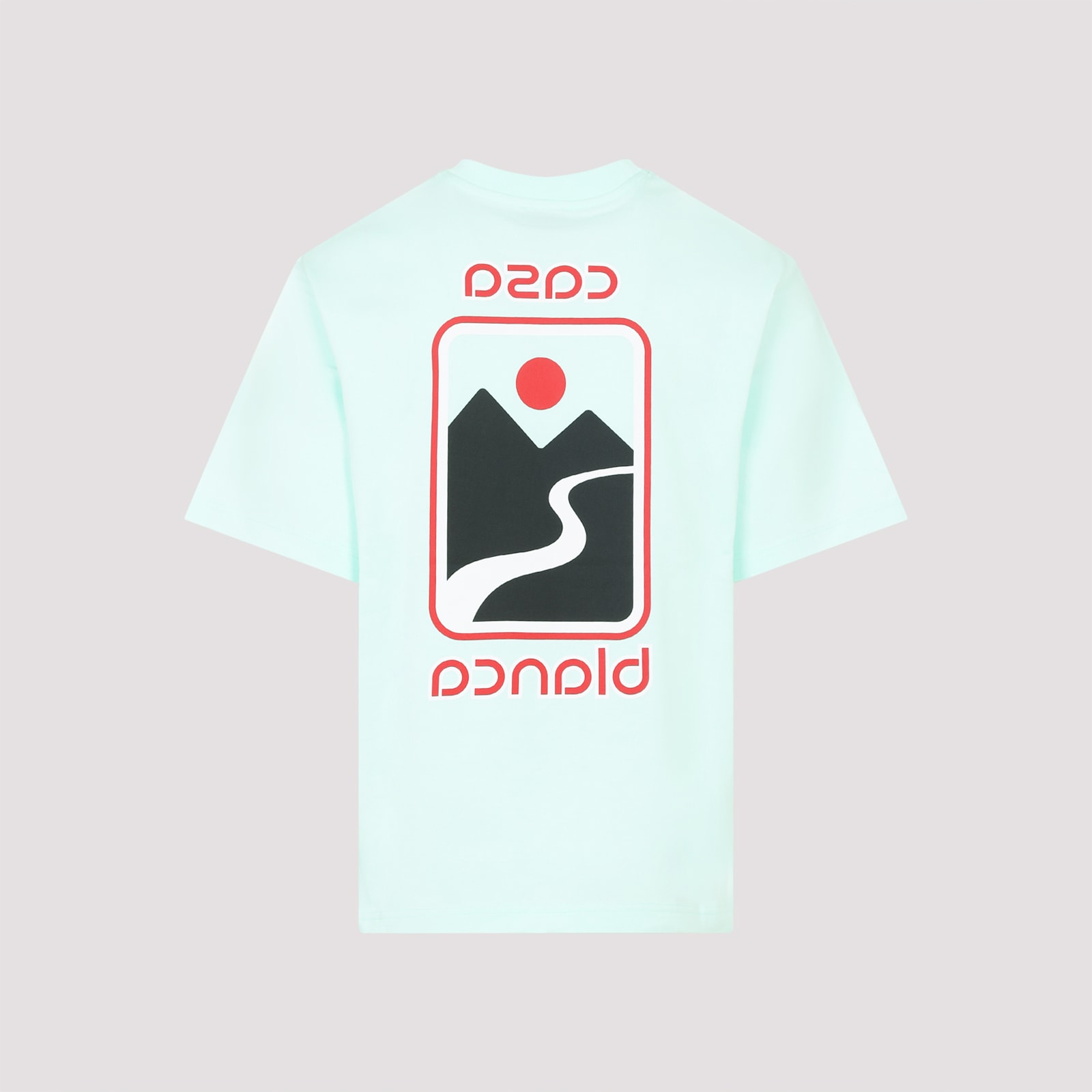 Casablanca Green T-shirt With Crewneck And Logo On The Front And Maxi Logo On The Back In Blue