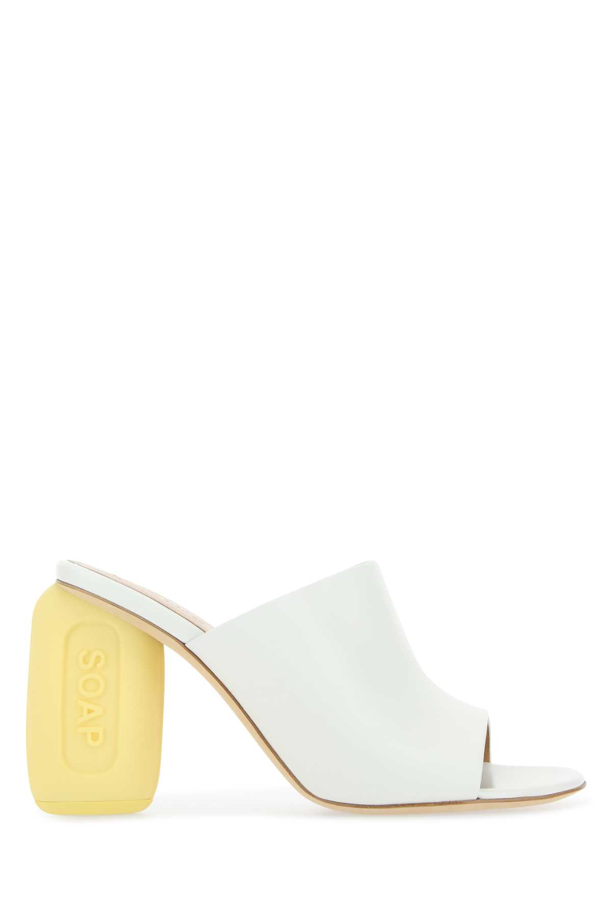 Shop Loewe Ivory Leather Soap Mules In Whiteyellow