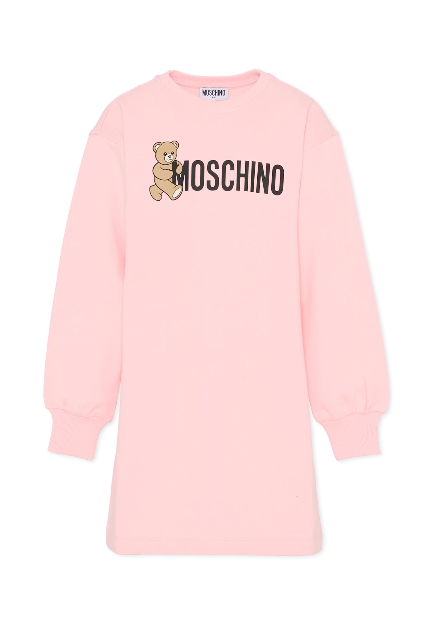 Moschino Pink Dress For Girl With Teddy Bear In Animal Print