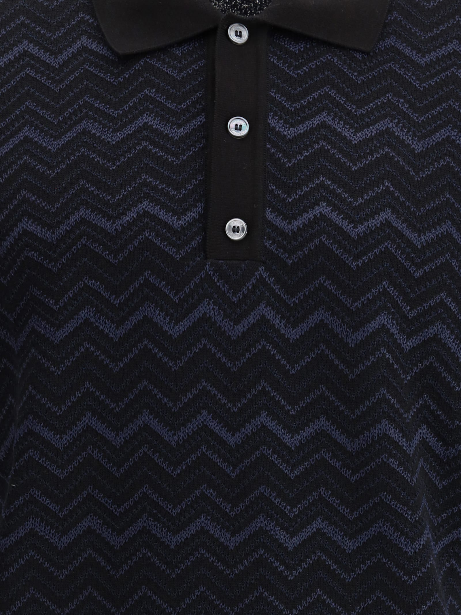 Missoni Knitted Polo Shirt In A Cotton And Viscose Blend Zigzag