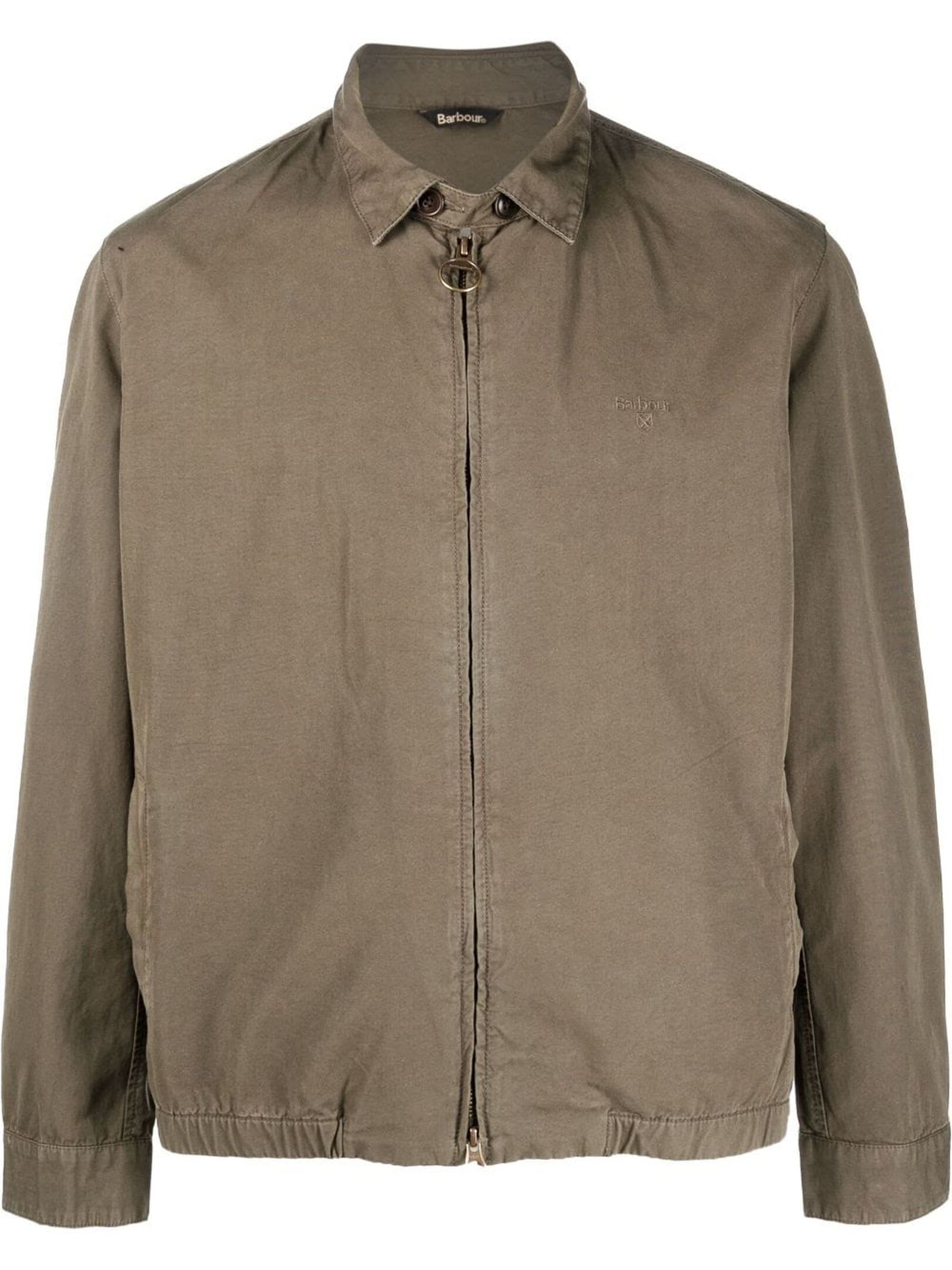 Barbour Olive Green Cotton Essential Windbreaker Jacket