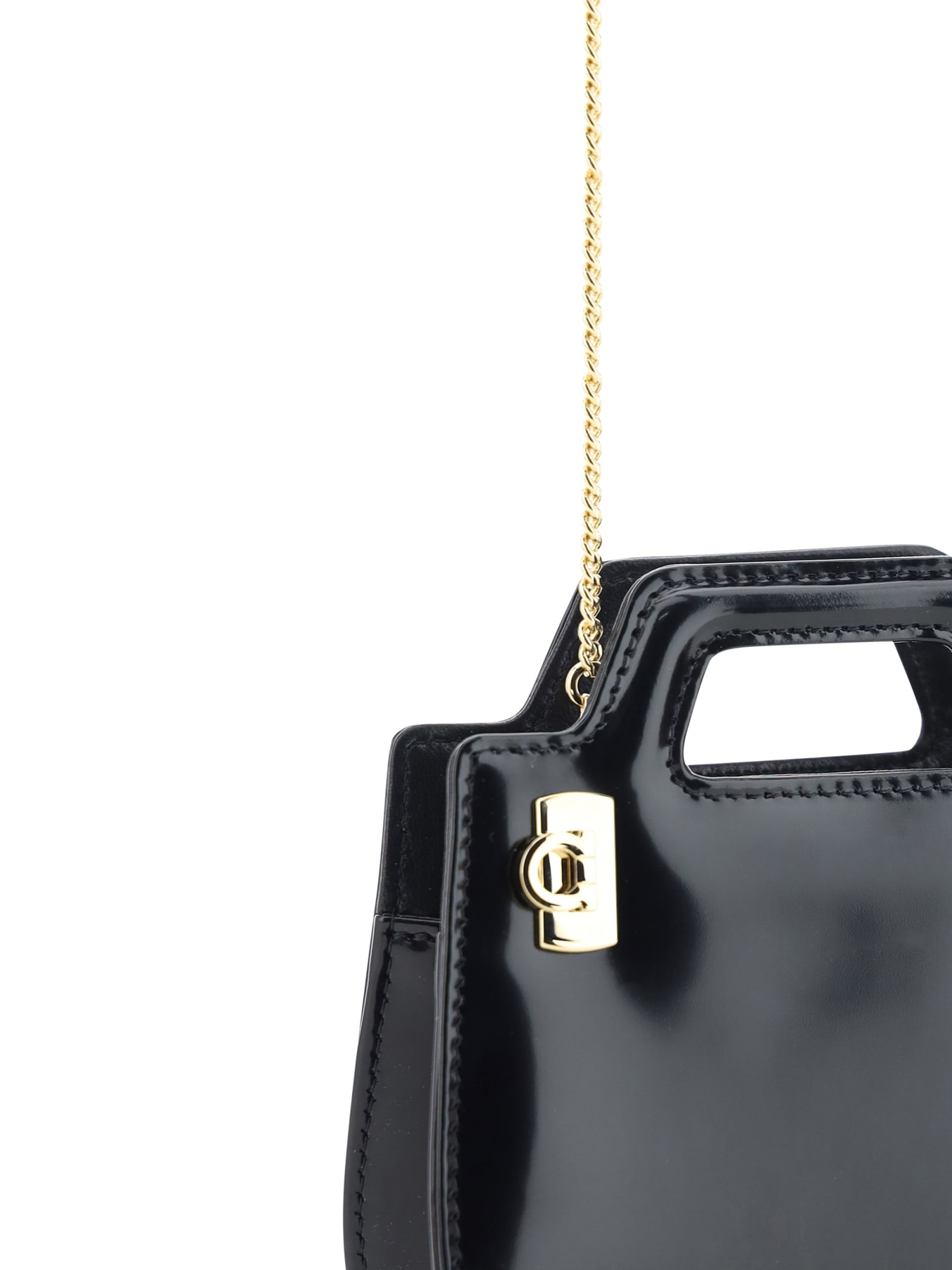 Shop Ferragamo Wanda Micro Handbag In Black