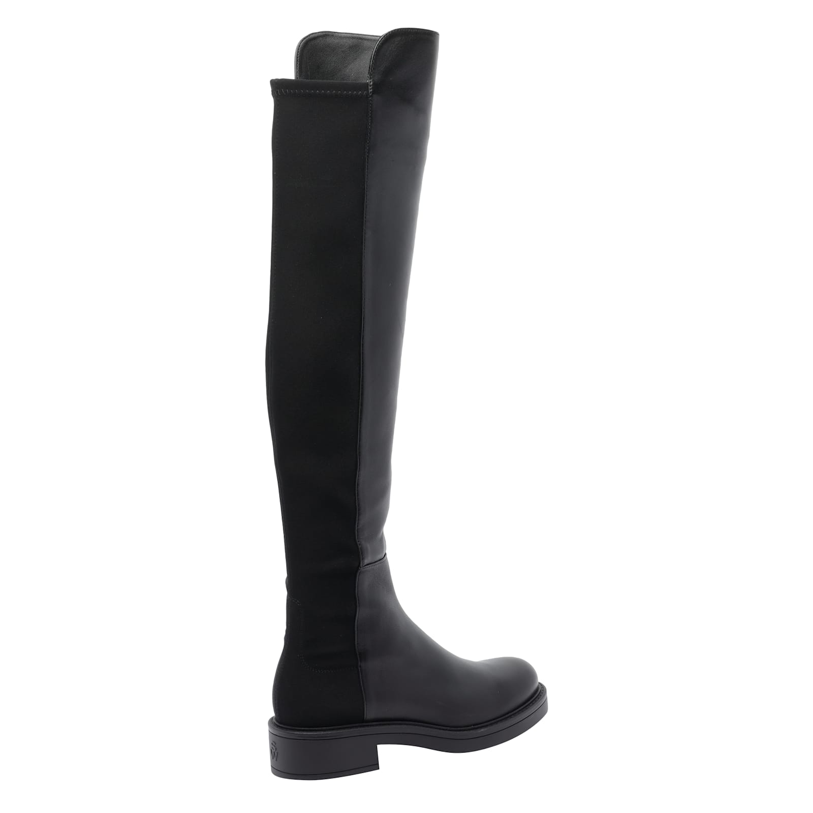 Stuart Weitzman Leather Over The Knee Boots With Pull-on Design In Black
